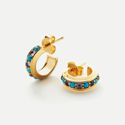 Small Gemstone Hoop Earrings